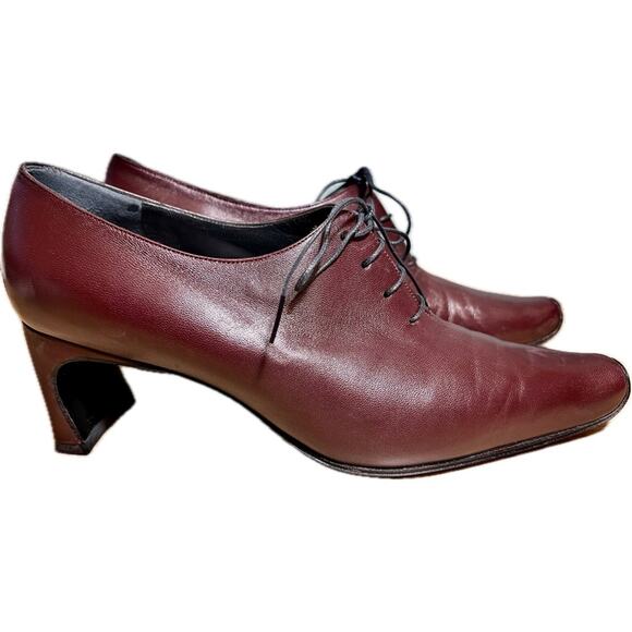 Vintage YSL Rive Gauche Burgundy Leather Oxford Heels Size EU/IT 39 / US 8.5 - Picture 2 of 7